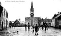 Le centre du bourg de Plévin au début du XXe siècle (carte postale).