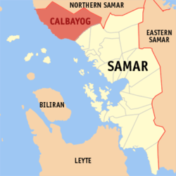 Mapa de Samar con Calbayog resaltado