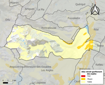 Carte des zones d'aléa retrait-gonflement des argiles.