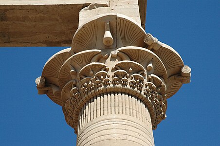 Ancient Egyptian volutes on a Composite capital from Trajan's Kiosk, Agilkia Island, Egypt, 98-117, unknown architect