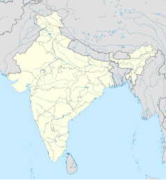 Mapa konturowa Indii, po prawej nieco u góry znajduje się punkt z opisem „Tawang”