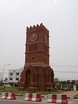 Mueang Kamphaeng Phet Clock Tower located at the entrance of Mueang Kamphaeng Phet close to Wongwian Ton Pho