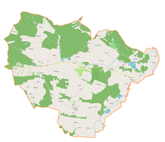 Mapa konturowa gminy Żytno, po lewej znajduje się punkt z opisem „Żytno”