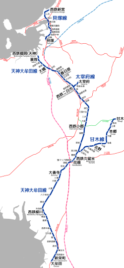 Nishi-Nippon-rautateiden linjakartta