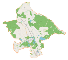 Mapa konturowa gminy Ciasna, u góry nieco na lewo znajduje się punkt z opisem „Wędzina”