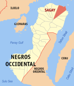 Mapa ng Negros Occidental na nagpapakita ng lokasyon ng Sagay.