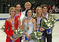 Sur le podium du Skate America 2008 avec Isabelle Delobel & Olivier Schoenfelder et Tanith Belbin & Benjamin Agosto