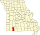 A state map highlighting Stone County in the southwestern part of the state.