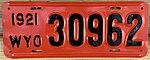 1921 Wyoming License Plate (Repainted)