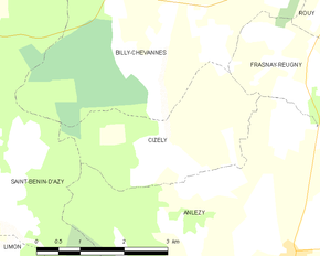 Poziția localității Cizely