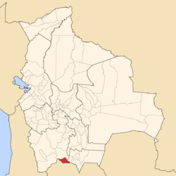 Location of the Modesto Omiste Province or Villazón Municipality within Bolivia