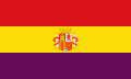 The flag of the Second Spanish Republic, a charged horizontal triband.