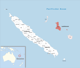 Location of the commune (in red) within New Caledonia