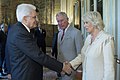 Sergio Mattarella recibe a Carlos, príncipe de Gales, e a súa dona, Camila de Cornualla no Quirinal (Roma) o 5 de abril de 2017.