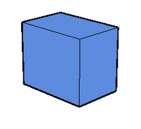 Rendered image of a box. This image has no shading on its faces, but instead uses edge lines (also known as wireframe) to separate the faces and a bolder outline to separate the object from the background.