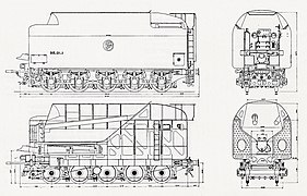 Dessin du tender accouplé aux projets de locomotives DEL-Chapelon.