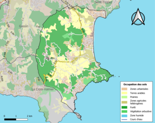 Carte en couleurs présentant l'occupation des sols.