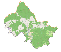 Mapa konturowa gminy Muszyna, w centrum znajduje się punkt z opisem „Złockie”