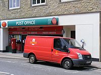 Royal Mail Ford Transit van outside the Axminster post office