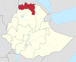 Bản đồ Ethiopia thể hiện vùng Tigray