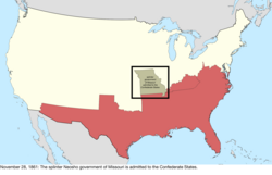 Map of the change to the international disputes involving the United States in central North America on November 28, 1861