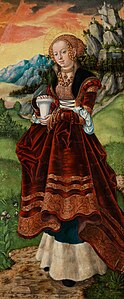 workshop of Lucas Cranach l'Ancien, Pfirtscher Altarpiece: Heilige Maria Magdalena Galerie national Aschaffenburg