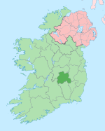 Comté de Laois en vert sombre, Irlande en vert clair.