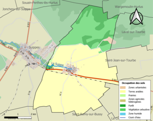 Carte en couleurs présentant l'occupation des sols.