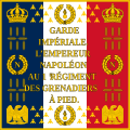 En 1812, l'Empire rationalise et standardise ses drapeaux régimentaires. La Garde ne fait pas exception.