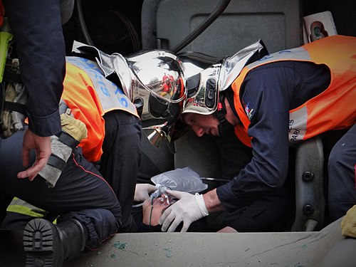 Extrication exercise by firefighters from Paris, France