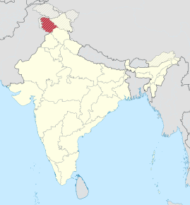 Kart over Jammu og Kashmir مقبوضہ کشمیر जम्मू और कश्मीर