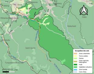 Carte en couleurs présentant l'occupation des sols.