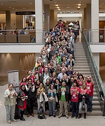 Thursday group photo at the Thompson Memorial Library