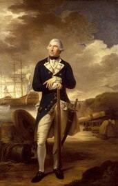 Rear-Admiral Richard Kempenfelt by Tilly Kettle, before cleaning