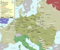 The Holocaust: ghettos, concentration camps, and extermination camps during World War II across German-occupied Europe