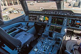 Le cockpit est équipé de 6 principaux écrans de grande taille.