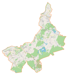 Mapa konturowa powiatu tarnobrzeskiego, blisko centrum na prawo znajduje się punkt z opisem „Jeziórko”