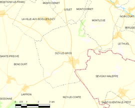 Mapa obce Dizy-le-Gros