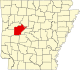 State map highlighting Yell County