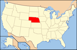 Map of the United States with نبراسکا highlighted