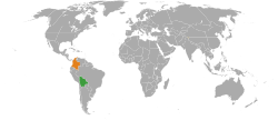 Map indicating locations of Bolivia and Colombia