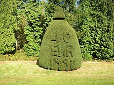 A Yew clipped at Yew Tree Avenue, Clipsham, Rutland to commemorate the Ruby Jubilee of Queen Elizabeth II in 1992