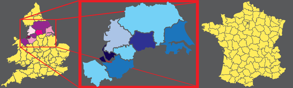 Map of areas where super league teams operate.