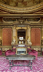 Beaux-Arts fireplace in the Hôtel de la Païva (Avenue des Champs-Élysées no. 25), Paris, designed by Pierre Manguin and sculpted by Eugène Delaplanche, 1856–1866