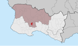 Localização na freguesia de Alcabideche e no concelho de Cascais.