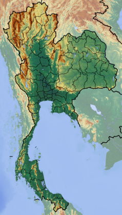 Mapa konturowa Tajlandii, na dole po lewej znajduje się punkt z opisem „Ko Lanta Yai”