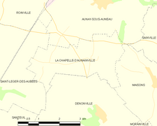 Carte de la commune de La Chapelle-d'Aunainville.