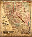 English: Map of the States of California and Nevada, 1876