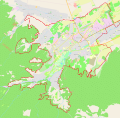 Mapa konturowa Nalczyka, u góry nieco na prawo znajduje się punkt z opisem „NAL”