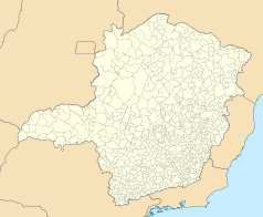 Mapa konturowa Minas Gerais, po prawej znajduje się punkt z opisem „Virginópolis”